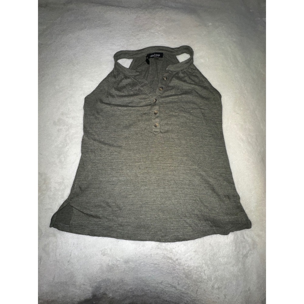 Cable & Gauge Henley Tank Top Sleeveless Casual Olive‎ Green XS NWOT